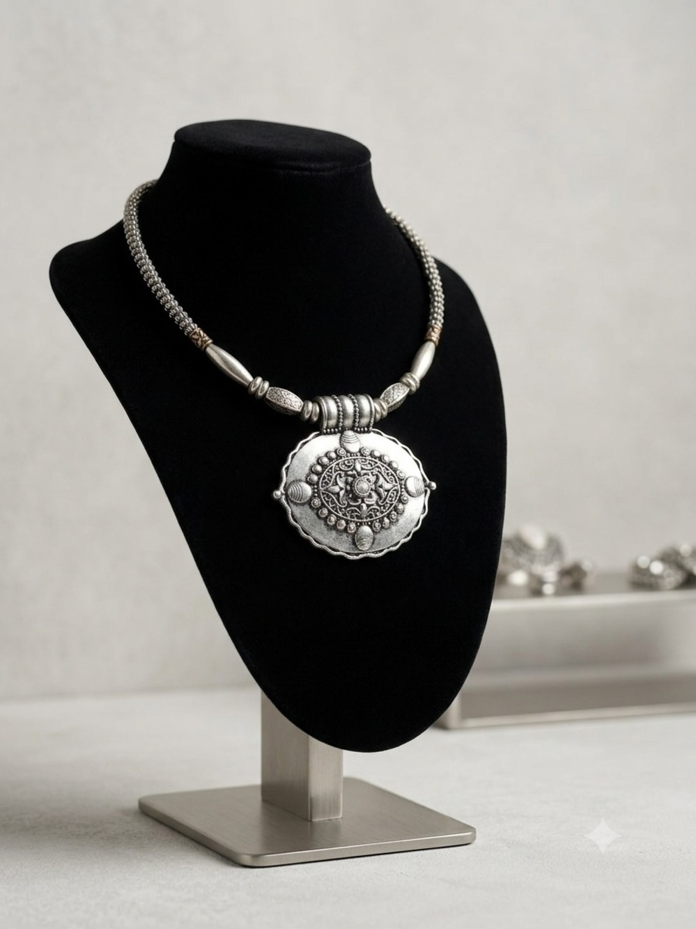 jcpenney Silver-Tone Ornate Medallion Necklace